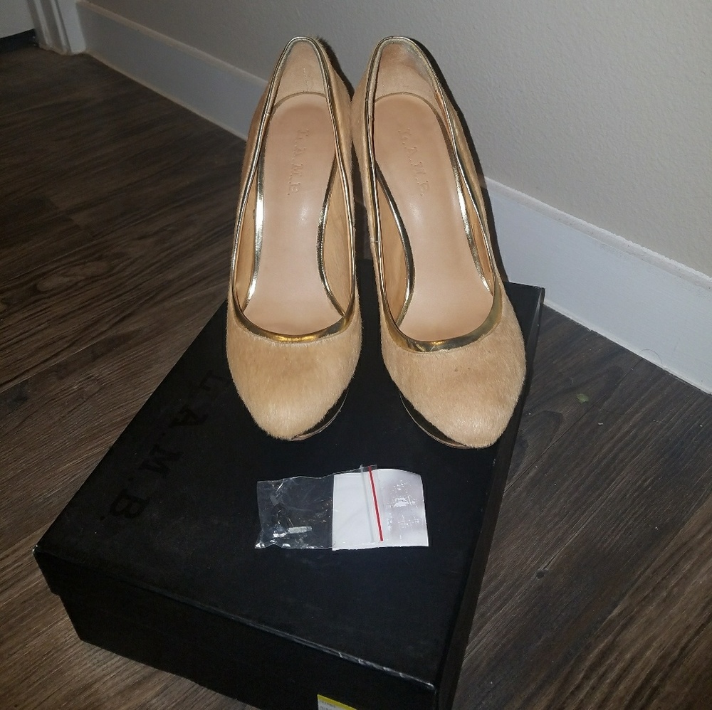 L.A.M.B. Nikko Ponyhair Platform Pumps